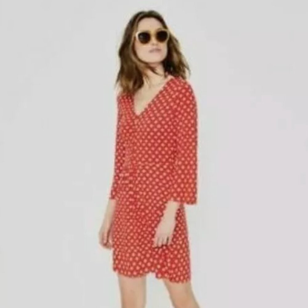 BODEN Pop Star Fit and Flare Dress in Red/Scarlett